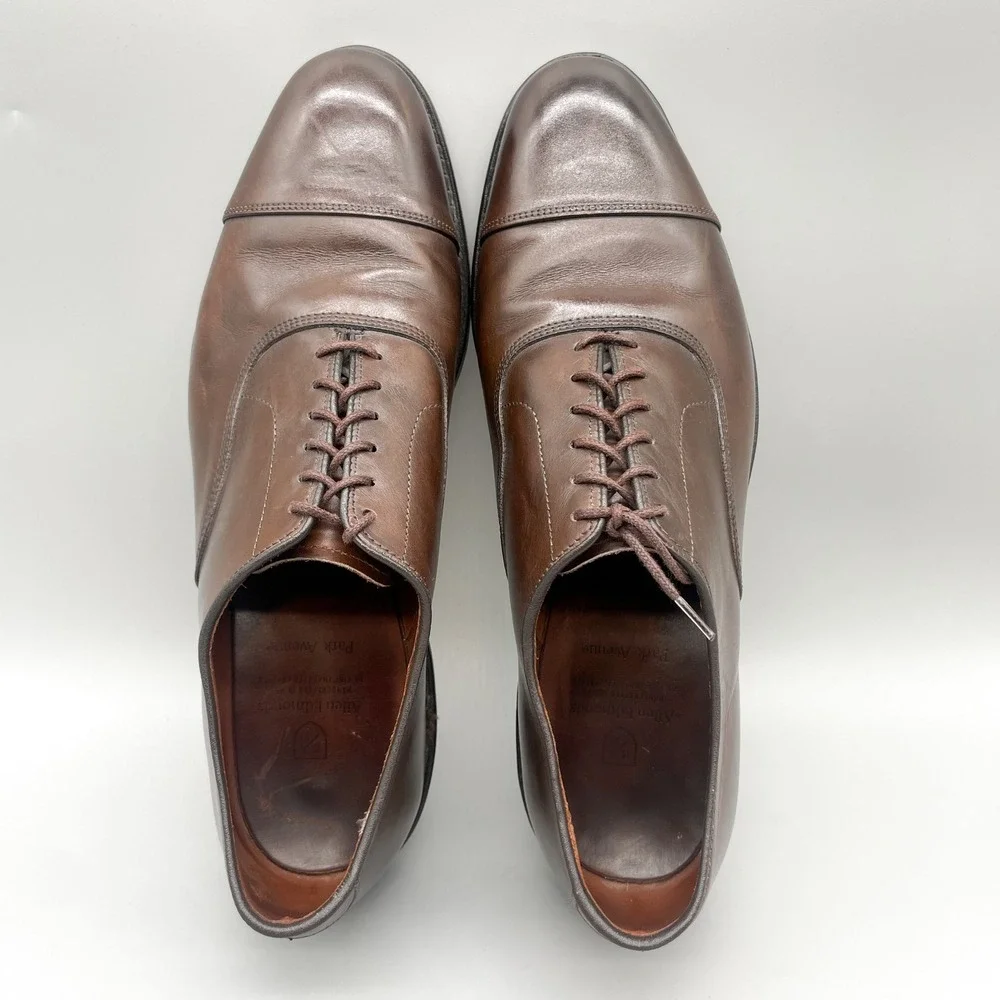 Allen Edmonds Mens 12D Park Avenue Oxford Shoes Dark Brown Leather Cap Toe